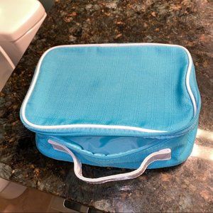 Bliss Makeup Pouch Bag Case Blue White Trim Zipper